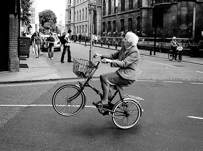 old lady on a bike